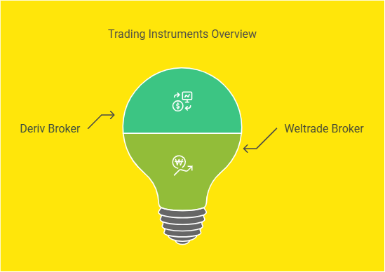 Weltrade vs Deriv 2 trading instruments of Deriv and Weltrade